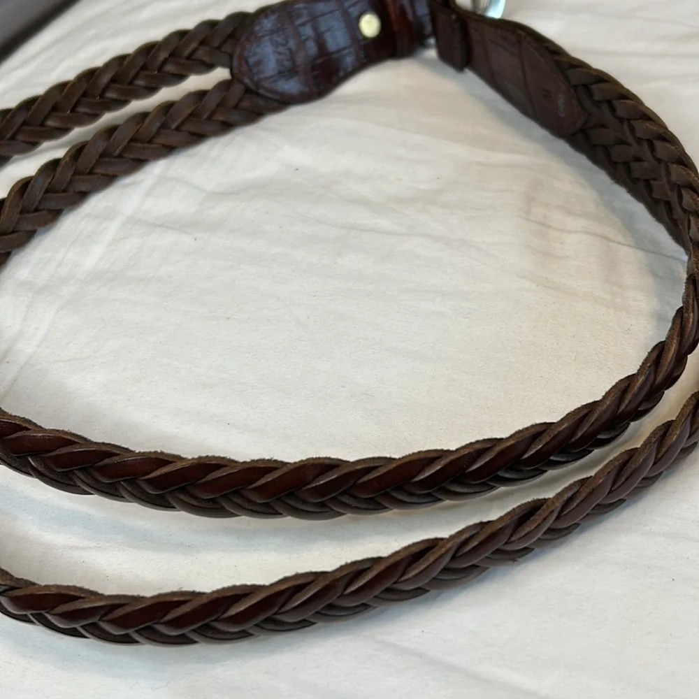 Brighton brown double braid leather belt. New. 1996 size medium.